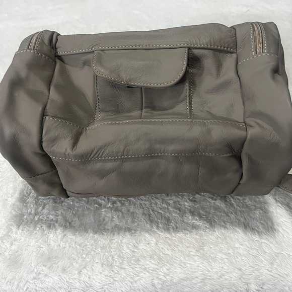 Vintage Putty Small Leather Duffle Bag Crossbody Strap Mexico Puppy Carrier - Picture 15 of 16